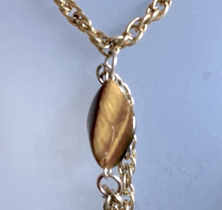 Vtg Multistrand Brown Stone Style Bead Necklace Miriam Haskell Style Unsigned
