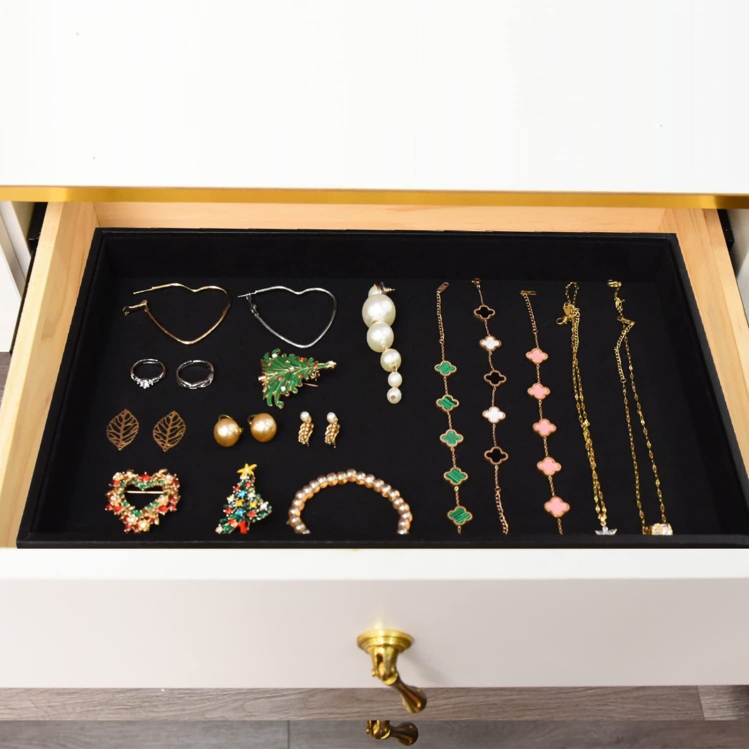 Black Velvet Stackable Jewelry Tray Stackable Necklace Bracelet Ring Showcase