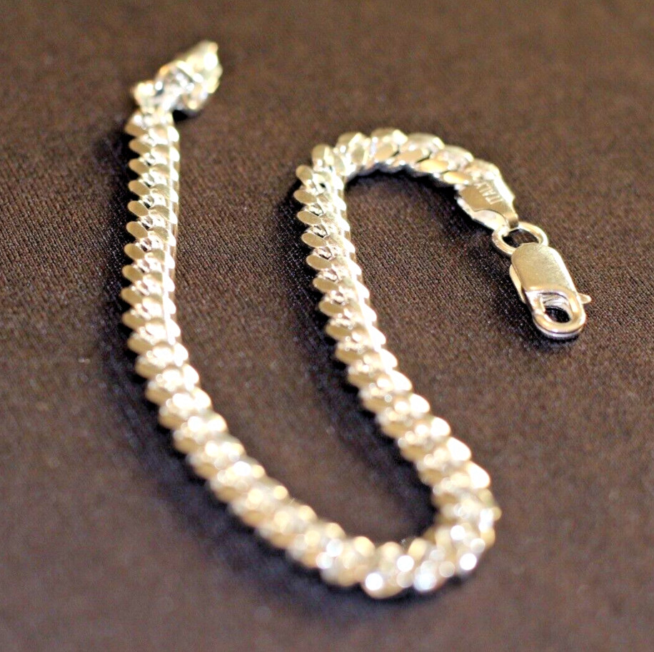 Mens Real Solid 925 Sterling Silver Miami Cuban Bracelet 7-8Inch 4-6MM