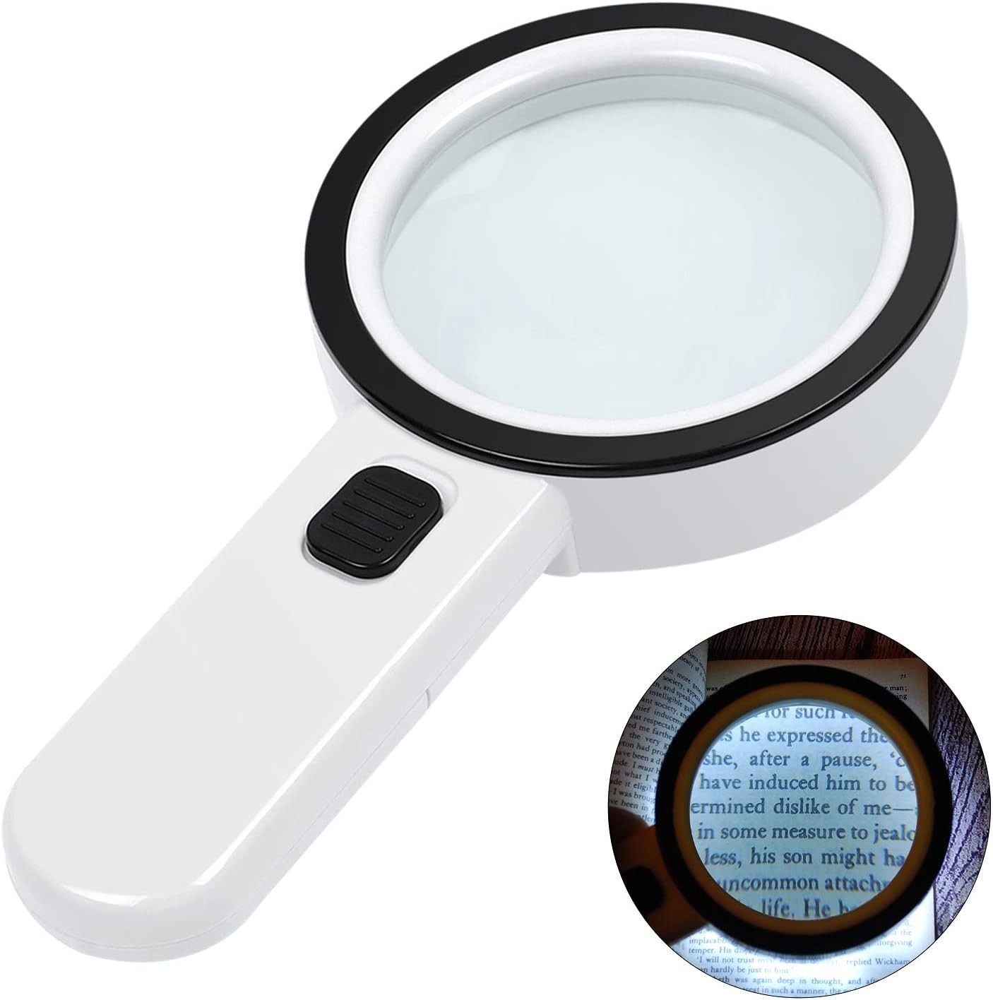 Magnifying Glass with Light, Double-Layer Glass Lens Handheld Large Magnifyin…
