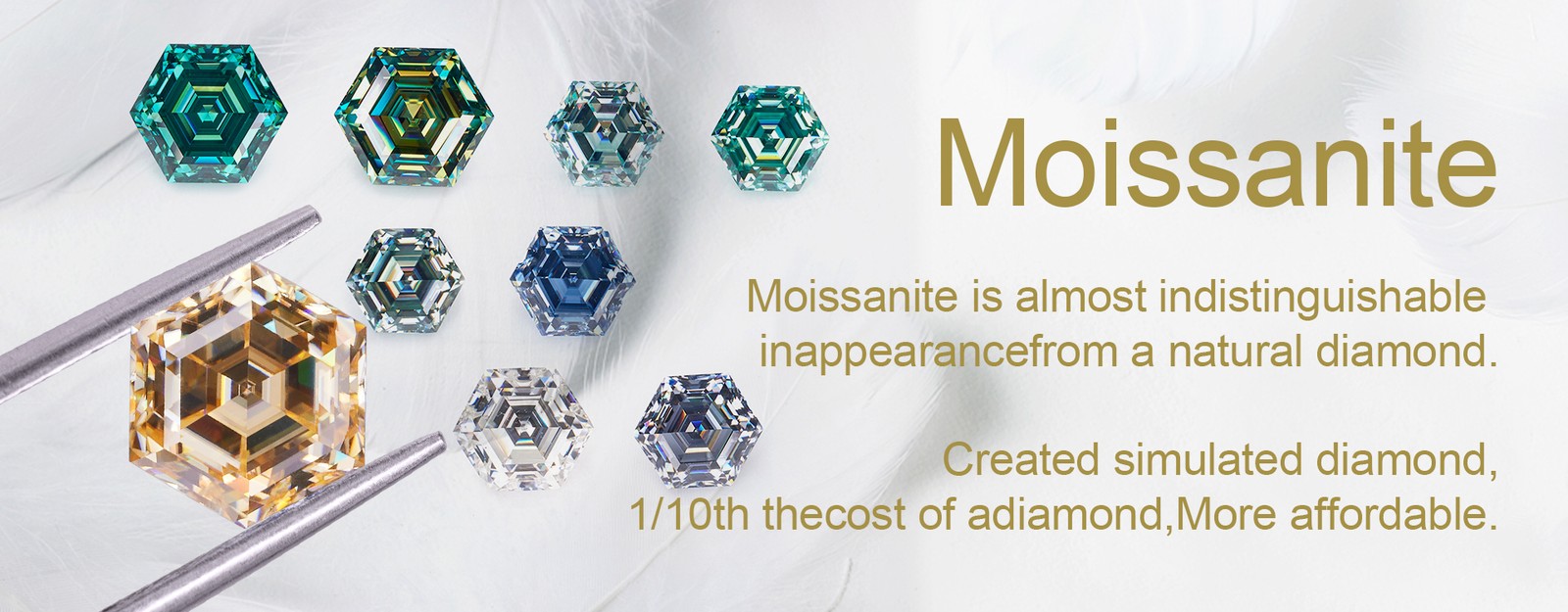 Natural 0.4-5ct Multicolor Hexagon Cut Moissanite Stone VVS1 GRA for Jewelry