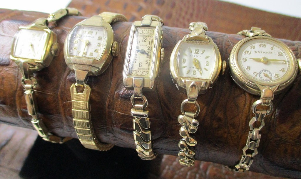 Vintage ladys watches Elgin, Benrus, Gruen, Croton, Gotham Swiss NOT TESTED