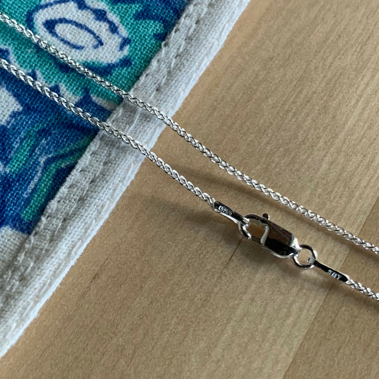 Real Solid Sterling Silver Wheat Spiga Rope Chain Necklace