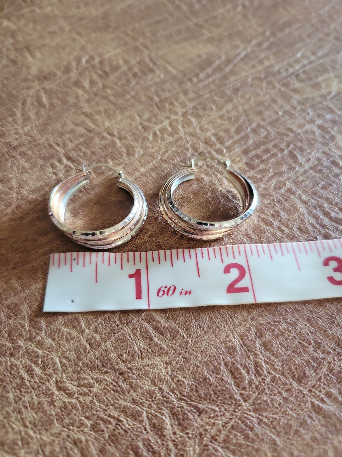 10K Solid Tri Color Gold Triple Crossover Hoop Earrings | 2.38 Grams