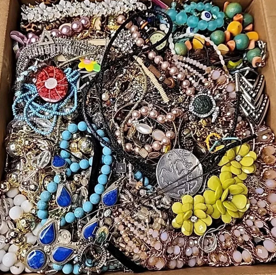 HUGE 20 Pounds Untested Jewelry Lot Vintage Mod Junk Craft & Good Resell Mix In