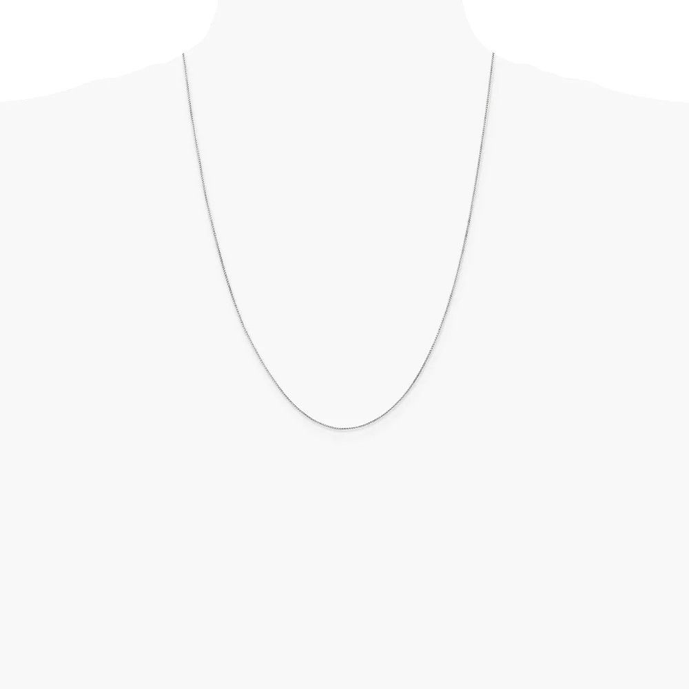 14K White Gold .85mm Spiga With Spring Ring Clasp Chain Necklace 16″-30″