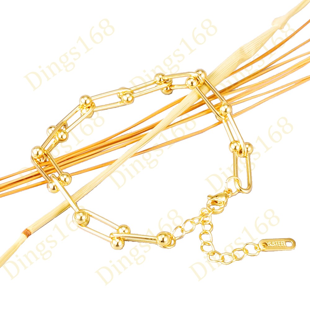 Real 18K Yellow Gold Filled Tarnish-Free U-Link 6″-8″ Bead-ended Chain Bracelet