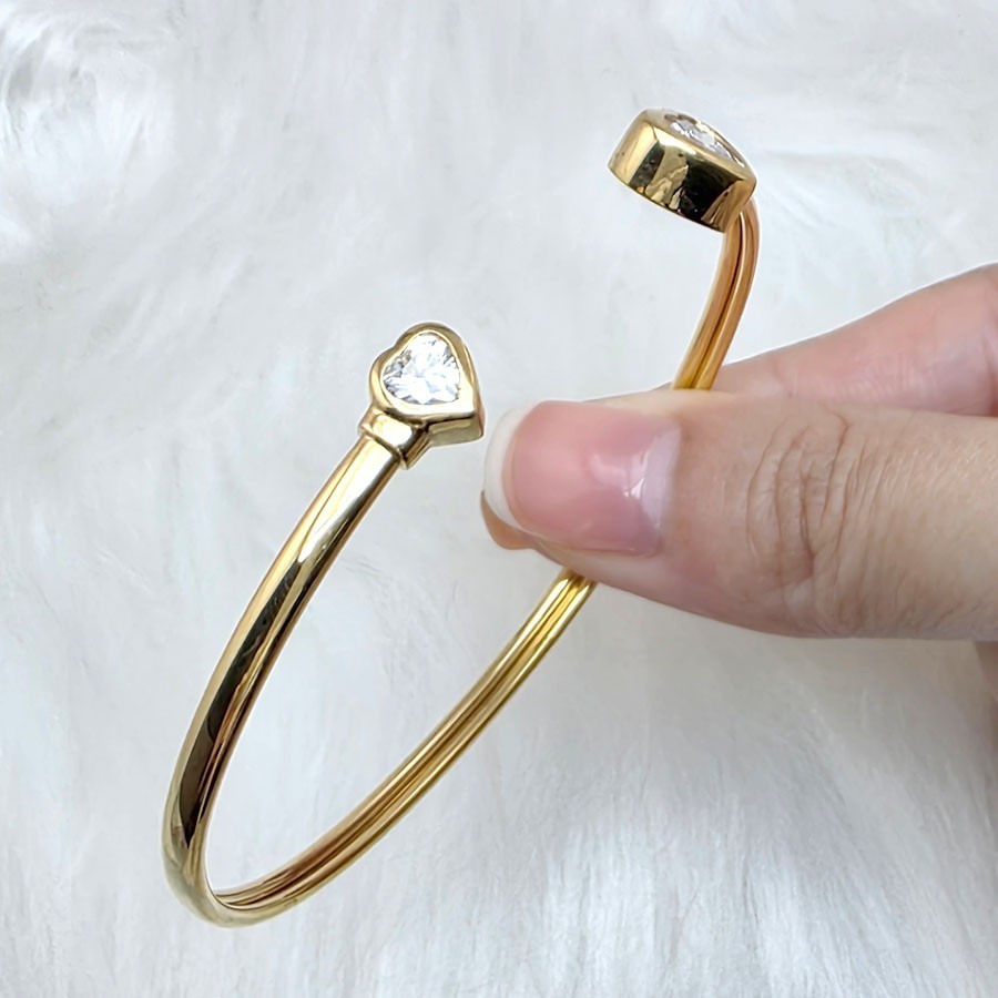 Heart gold plated silver 925 bangle