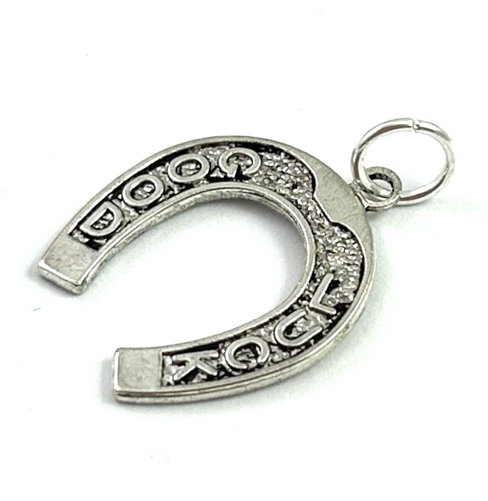 Horseshoe Lucky Charm Good Luck Charm Pendant Antiqued Silver Plated Jewelry