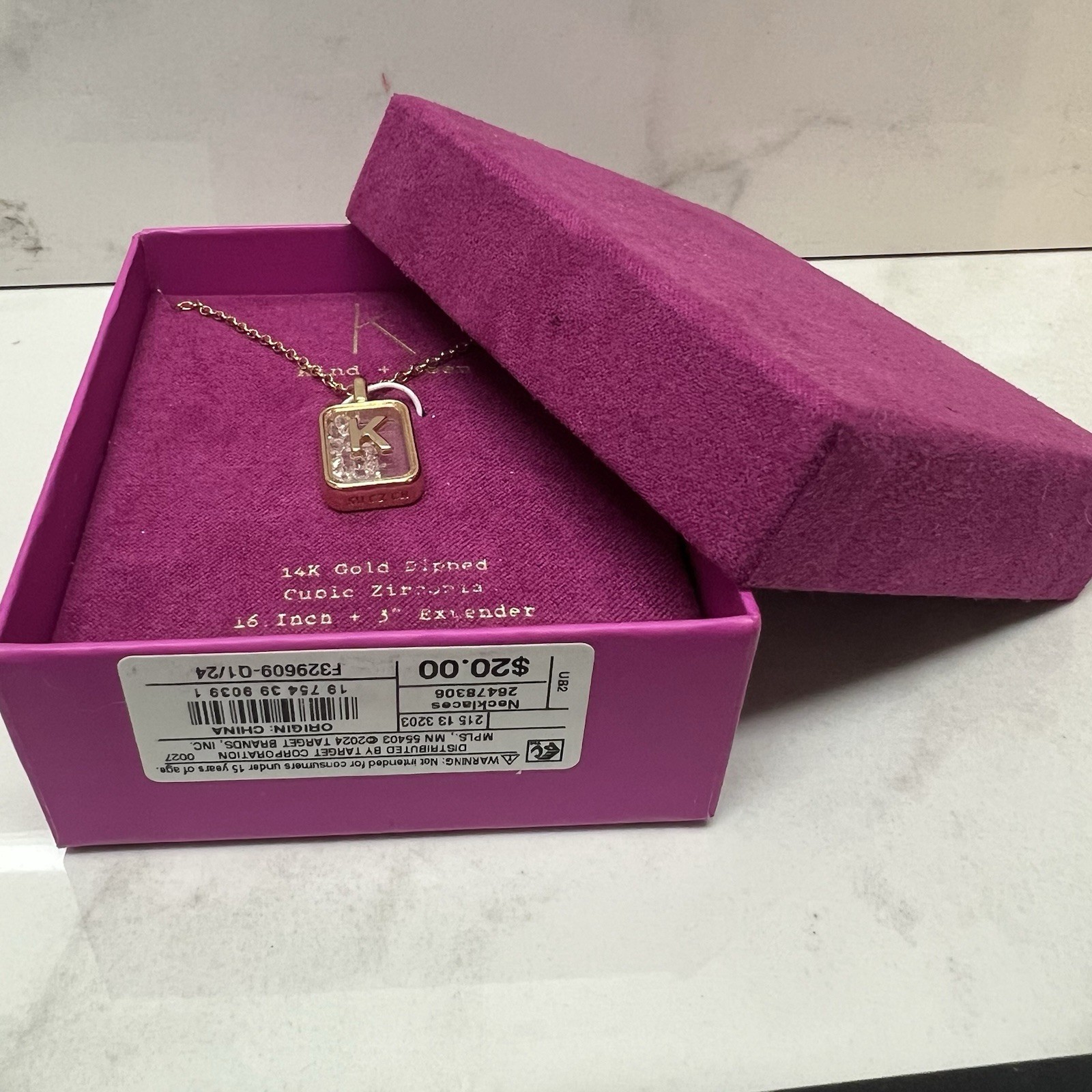 NWT 14k Gold Dip Cubic Zirconia Pierced Initial “K” Shaker Necklace – a New Day