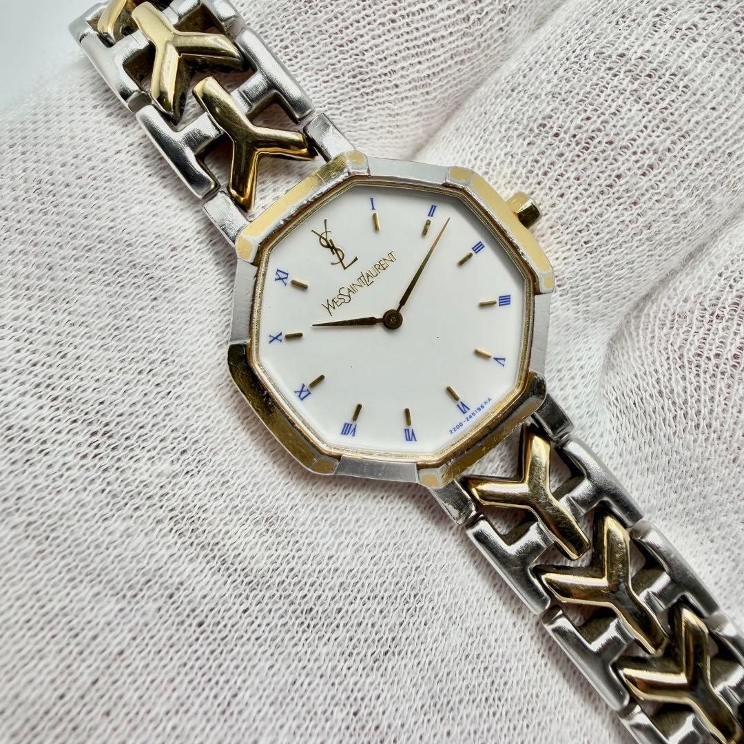 Yves Saint Laurent Roman Watch Combination Octagon Gold