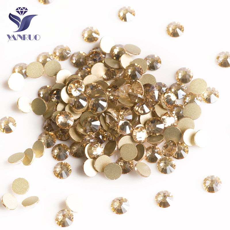 Golden Shadow Non Hotfix Rhinestone Glass Gold Crystals for Nail Art Decorations