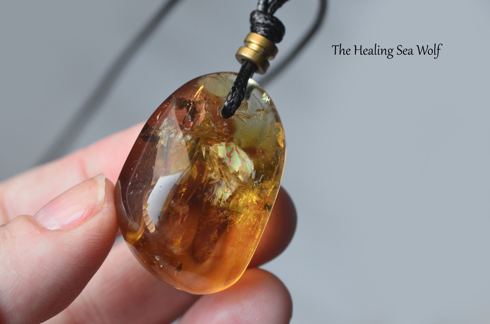 Natural Zambian Citrine Necklace with Rainbows Super Attractor Manifestation