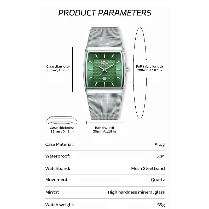 2026 Men Watch Quartz Date Luminous Waterproof Ultra-thin Business Wristwatch
