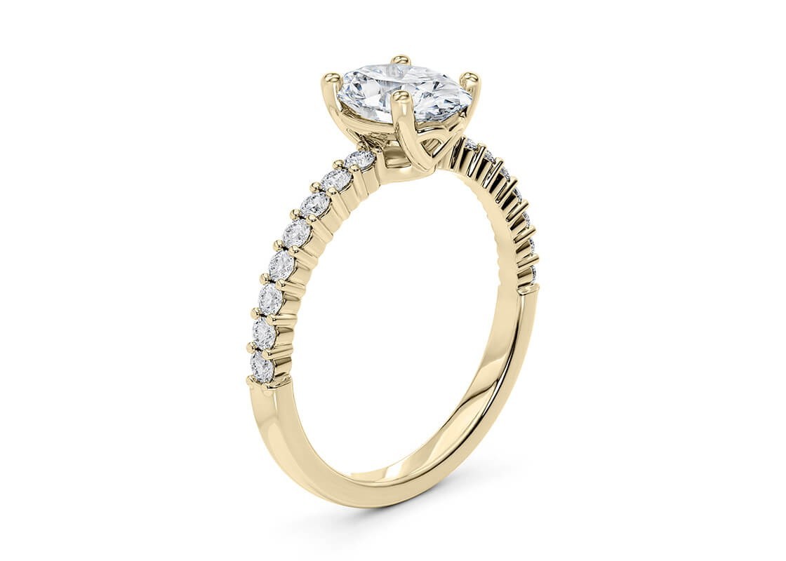 Lab Grown 8×10 mm Oval Diamond Solitaire Pavé Band Engagement Sterling Silver