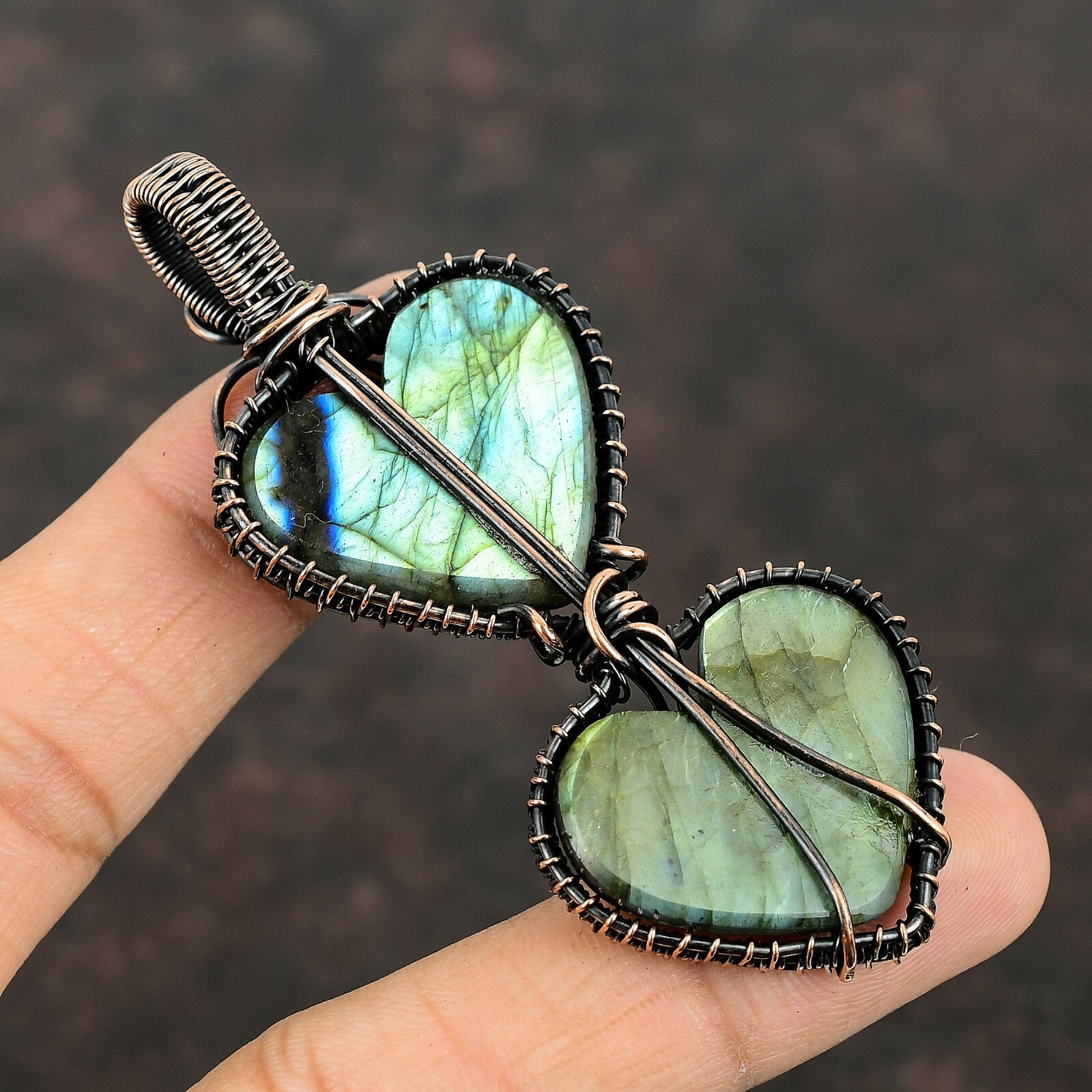 Women Day Gift Labradorite Jewelry Copper Wire Wrapped Pendant For Women 3.31″