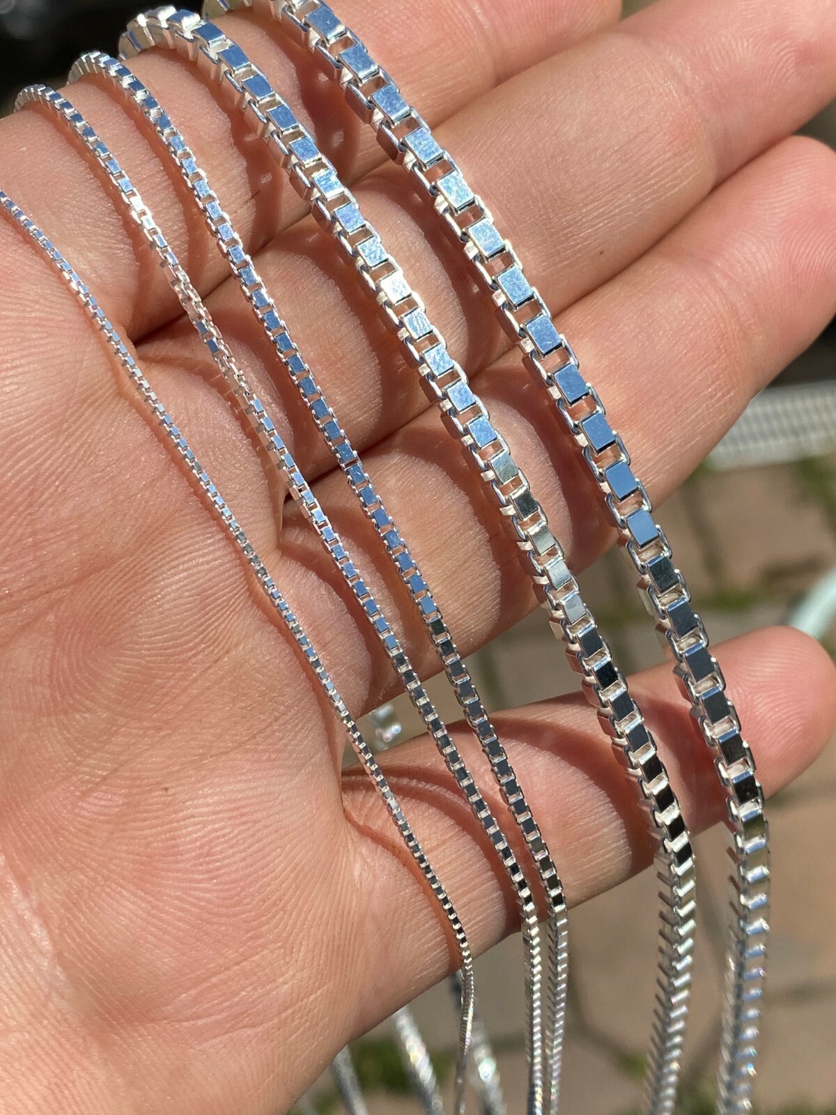 Real Solid 925 Sterling Silver Box Chain 1-4mm Necklace Men Ladies 16-30″ ITALY