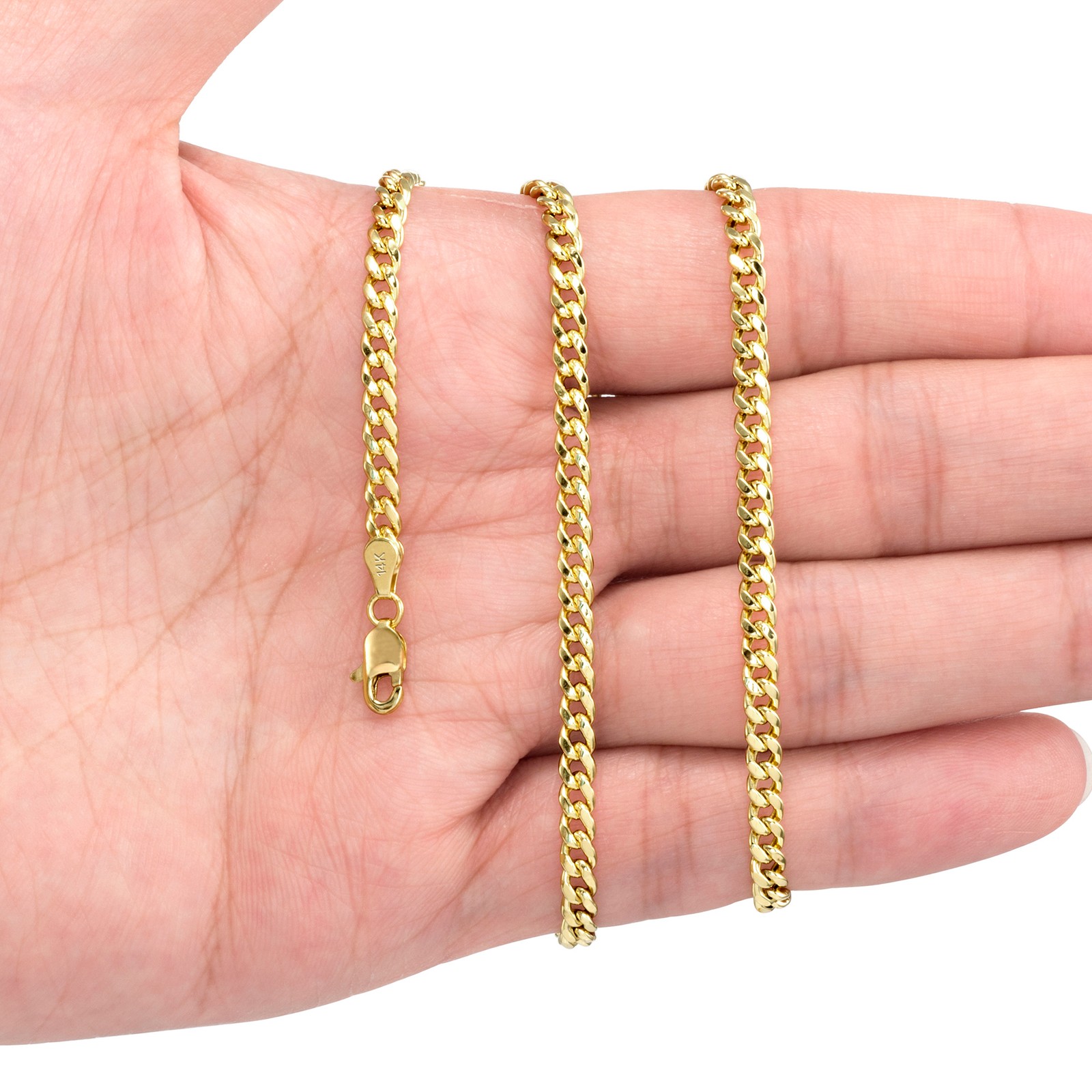 14K Yellow Gold 4mm Miami Cuban Italian Link Chain Necklace Mens Womens 16″- 30″