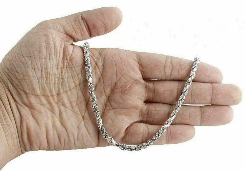 Solid 925 Sterling Silver Italian Rope Chain Mens Necklace 3.5mm – Diamond Cut