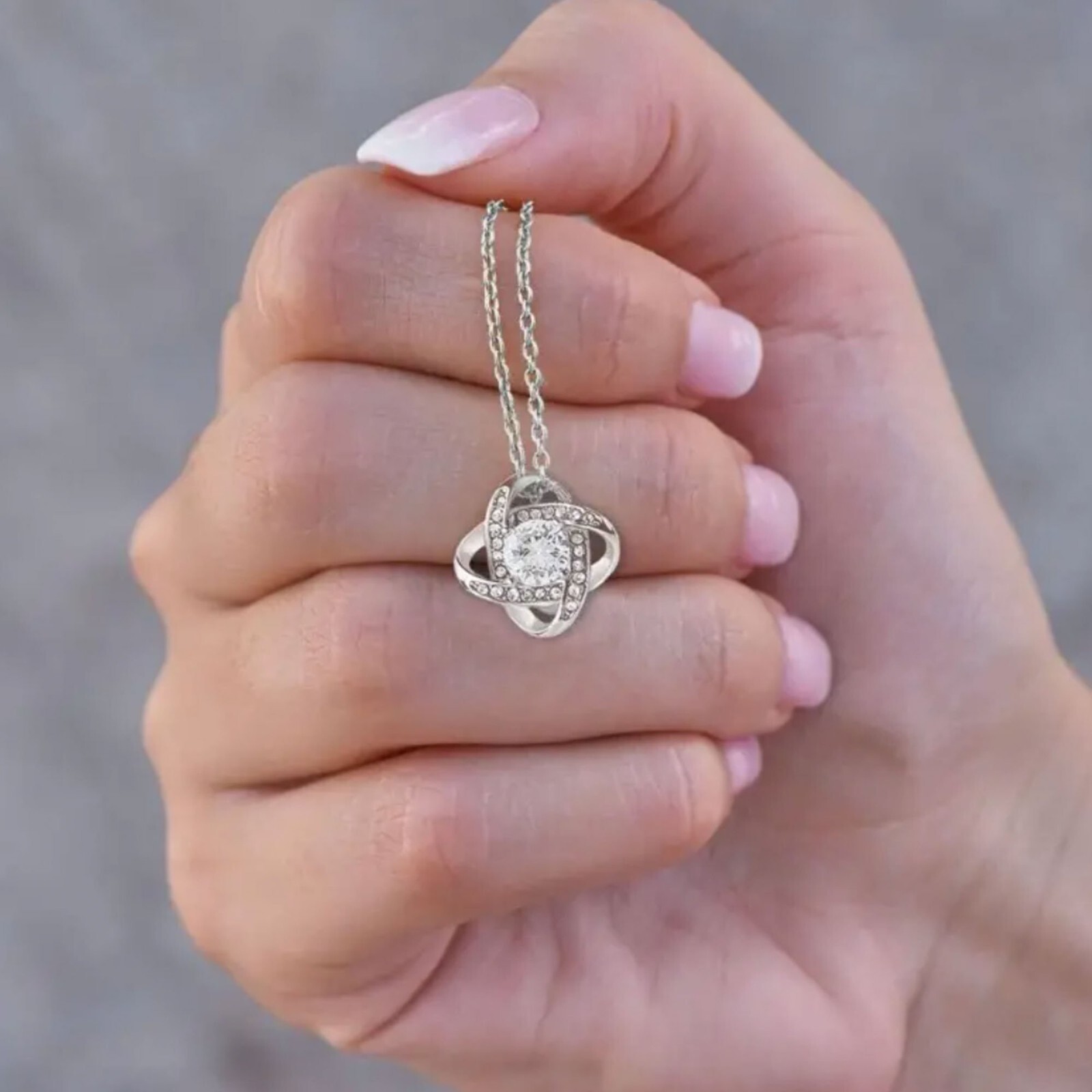 Love Knot Moissanite Elegant Design Fashion Pendant 925 Sterling Silver Necklace