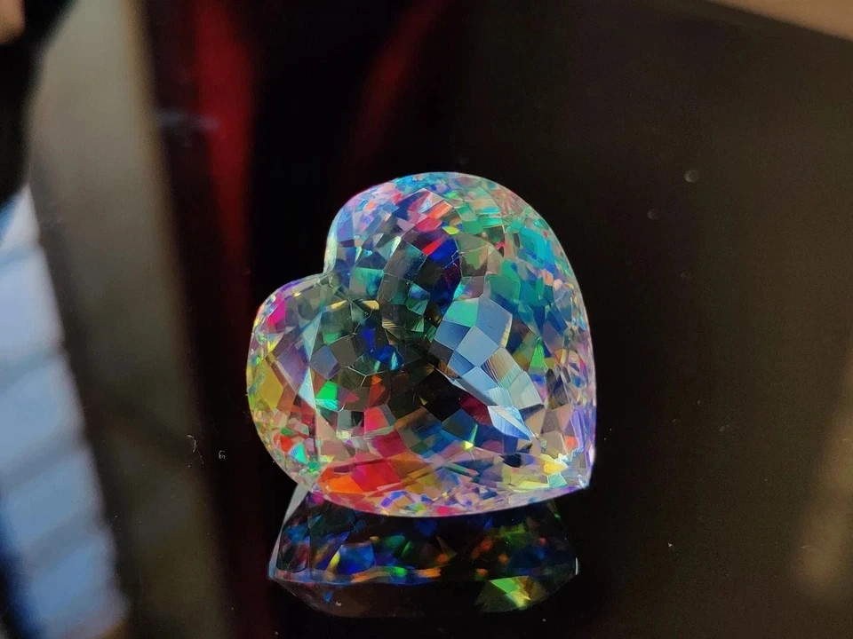 100 Ct Rainbow Mystic Topaz Heart Cut Faceted Loose Gemstone Certified