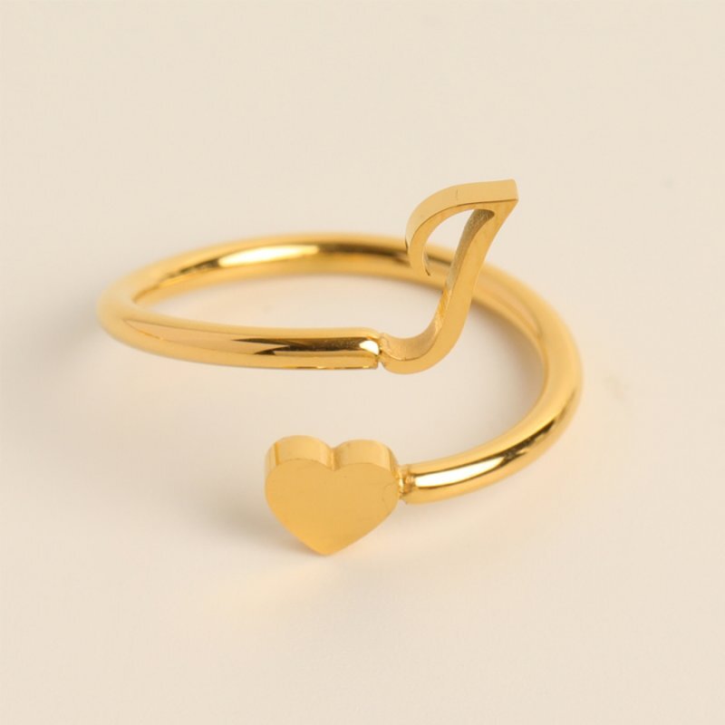Stainless Steel 26 A-Z Initial Letters Heart Ring Adjustable Jewerly Women Gift