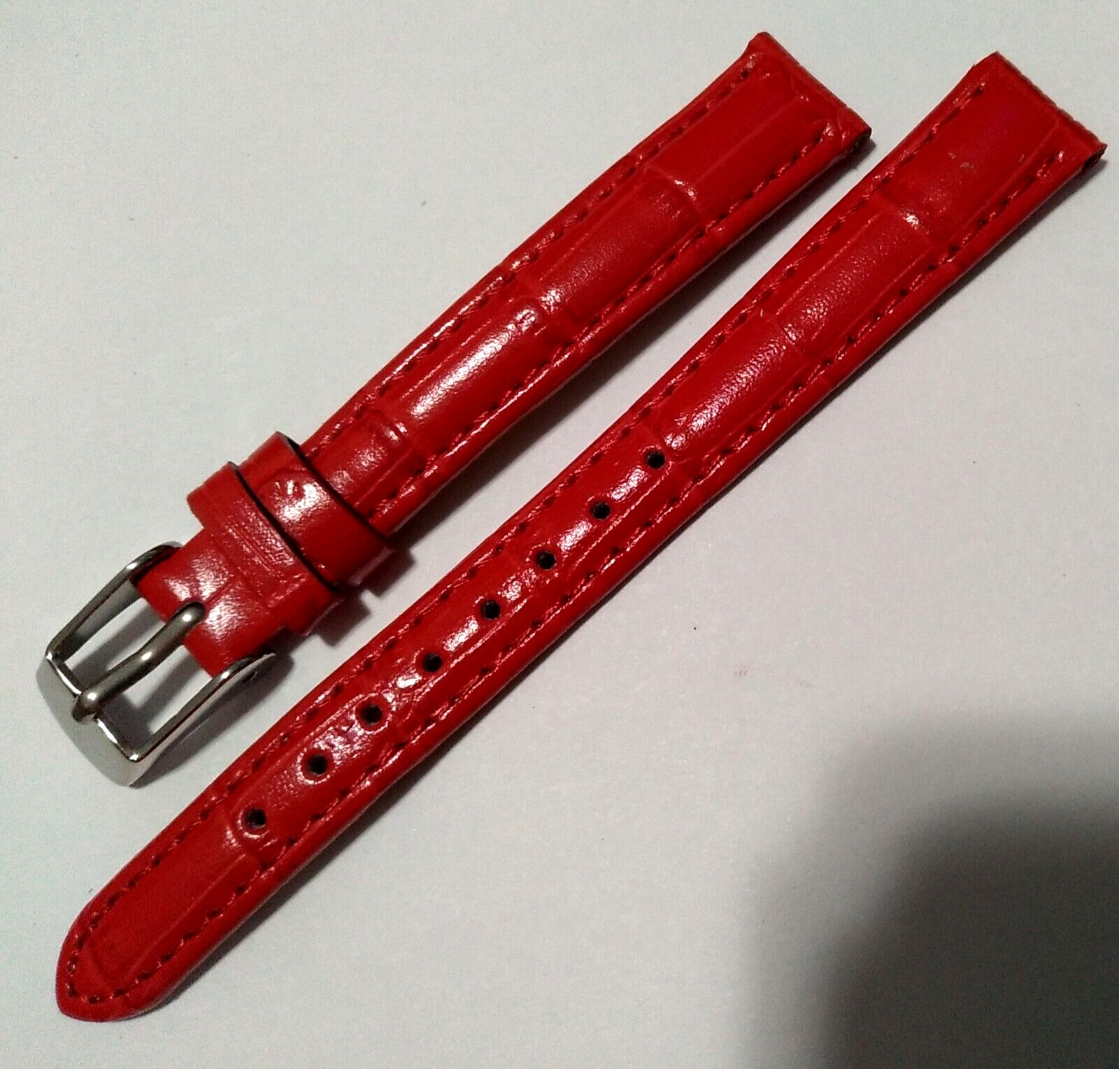 Timex Ladies Womens Red Genuine Leather Crocodile Grain 12mm Regular Watch Band