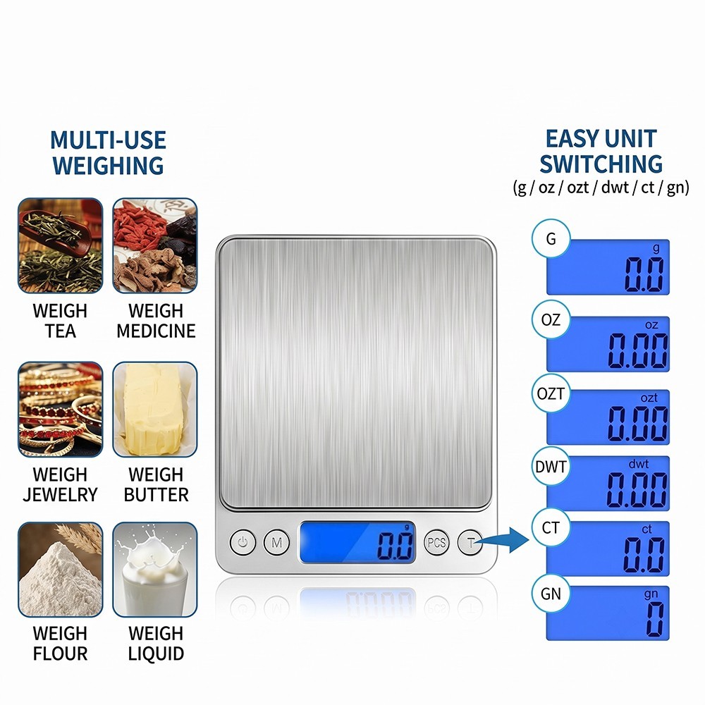 2kg x 0.1g Digital Mini Scale Precision Gram Scale for Herbs Jewelry Gold