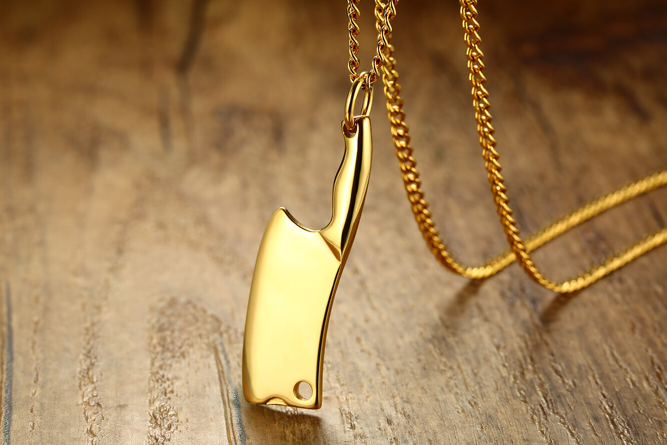 Stainless Steel Kitchen Knife Pendant Multicolor Necklace Personalized Jewelry