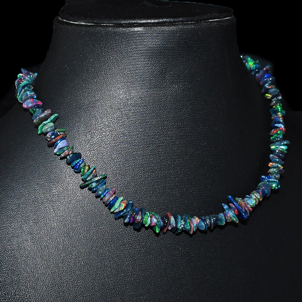 Wonderful Striking Black Ethiopian Opal 750.00 Cts Beaded Necklace VK 13 E593
