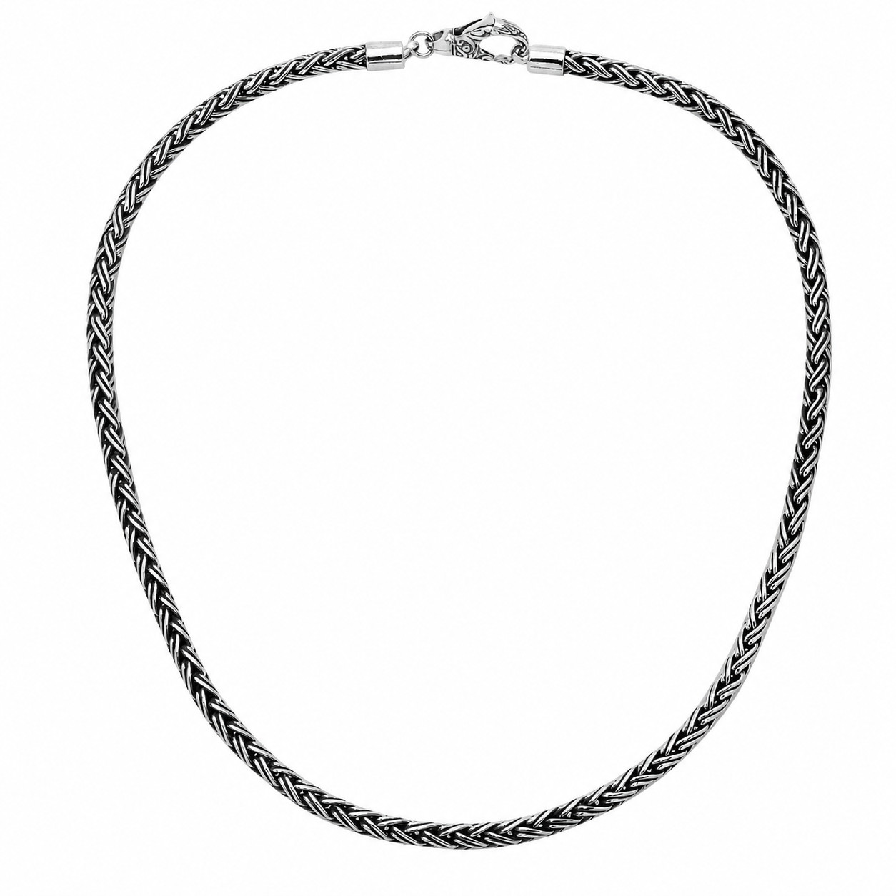 Bali 925 Sterling Silver Oxidized Wheat Chain Necklace 16–30 in