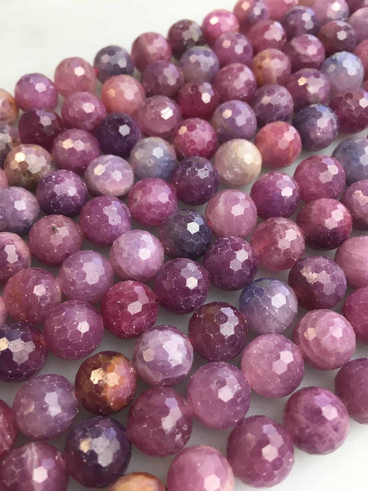 Genuine Ruby Faceted Round Beads 4mm 5mm 6mm 7mm 8mm 9mm 10mm 11mm 15.5″ Strand