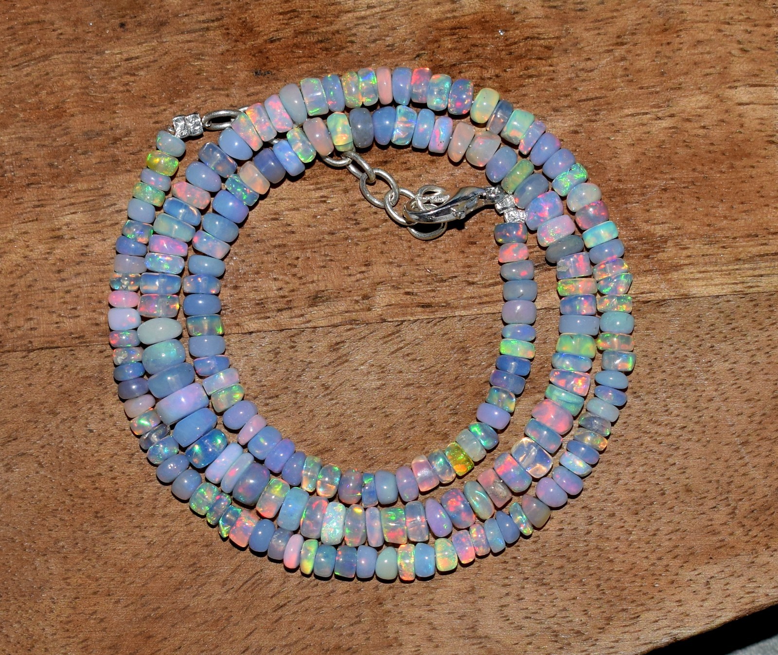 AAA+ Natural Ethiopian Opal Wello Fire Opal Gemstone Beads 16”Necklace AF0351
