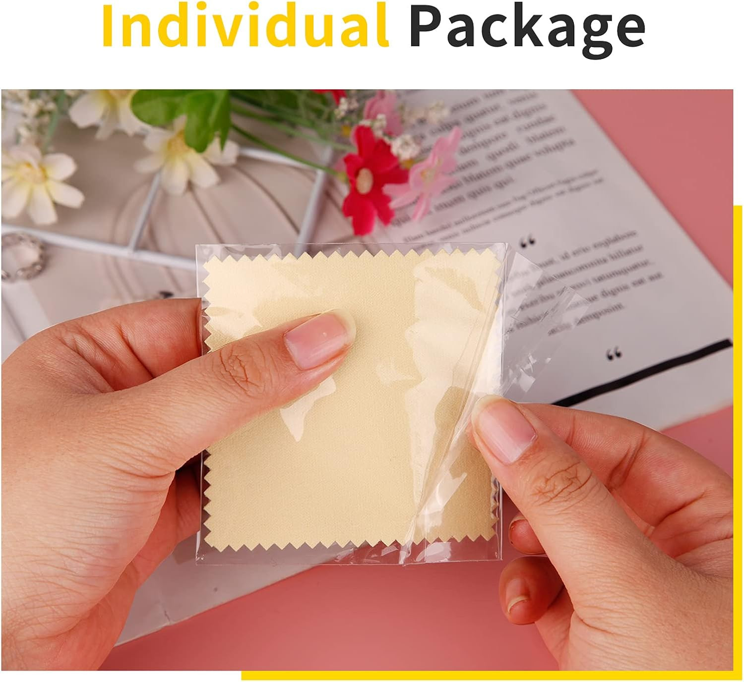 100Pcs Premium Jewelry Cleaning Cloth, Silver Polishing Cloth Individually Wrapp