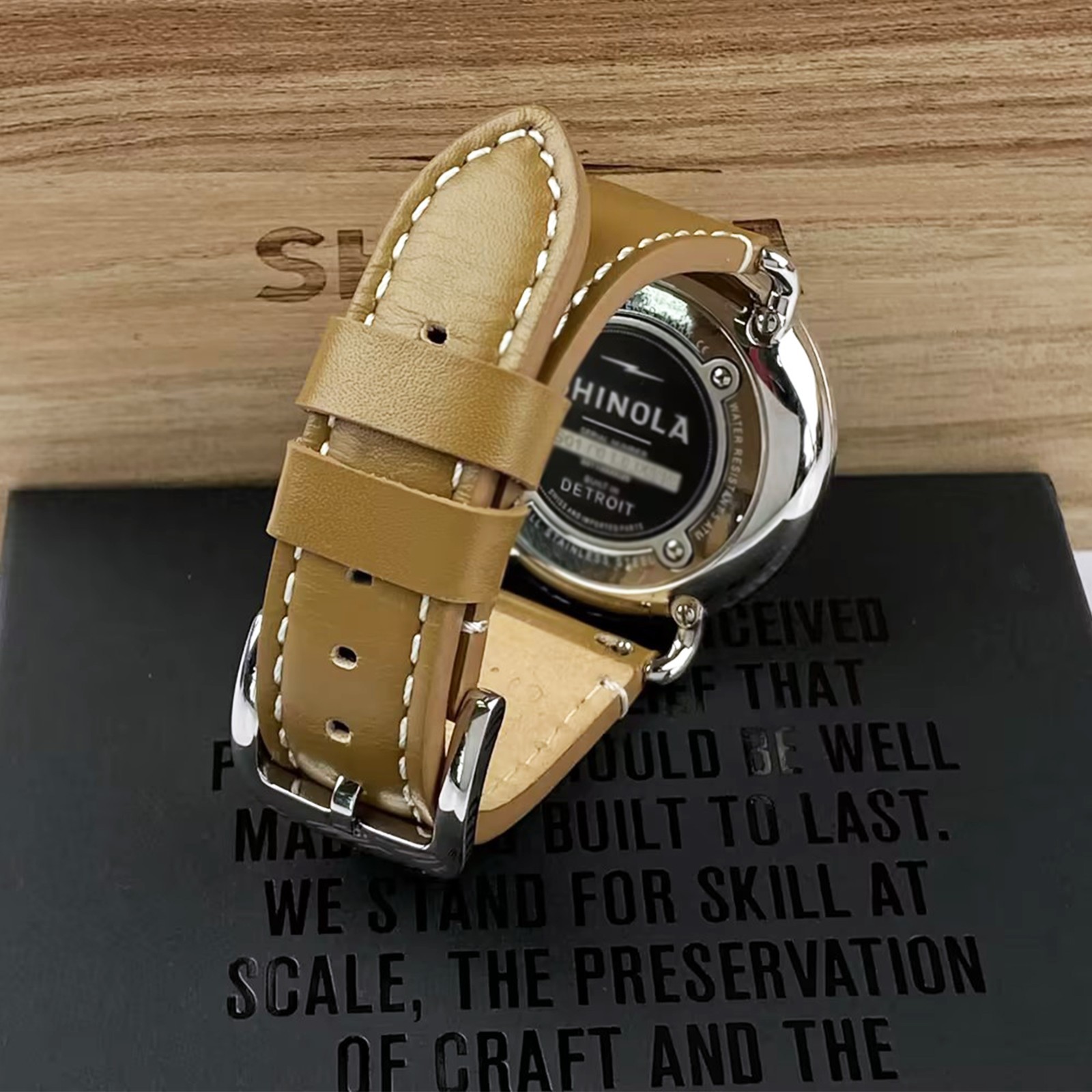 Shinola The Runwell Green Dial and Tan Leather Strap Men/Women Quartz Watch 41MM