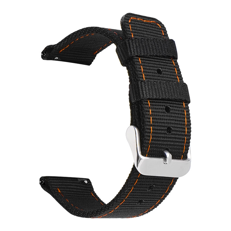 Stitching Black Nylon Strap Canvas Fabric Watch Band 20 22 18 24mm Generic Belt