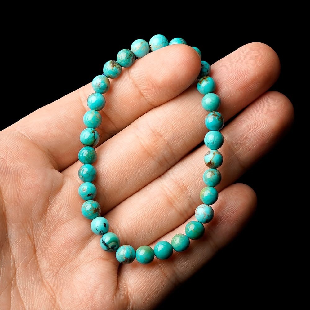 Dainty 4mm Genuine Turquoise Stretch Bracelet Minimalist Healing Crystal Stone