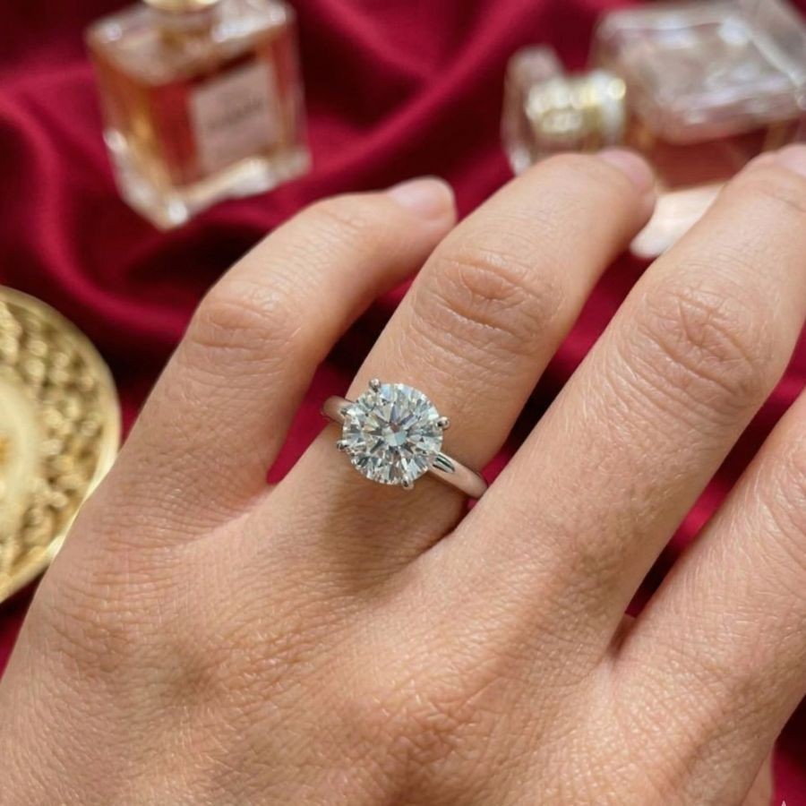 3.00Ct Round-Cut VS1 Lab Grown Diamond Wedding Engagement Ring 14k White Gold