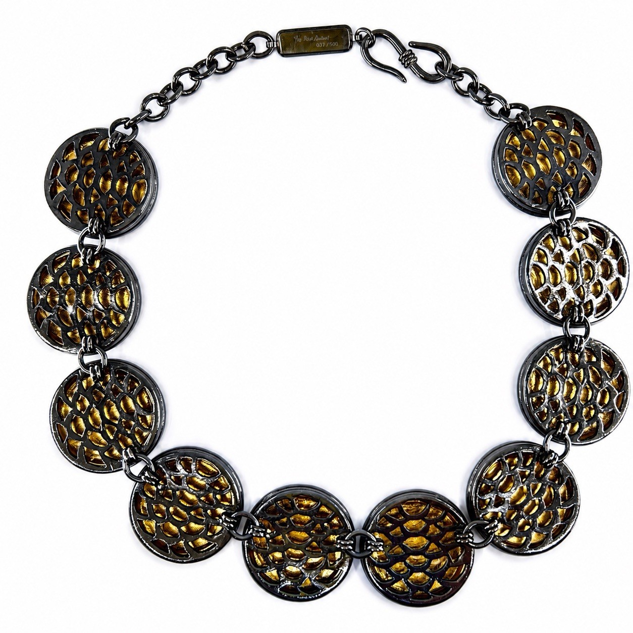 YSL Yves Saint Laurent Gold 037/500 Robert Goossens Medallion Necklace Signed