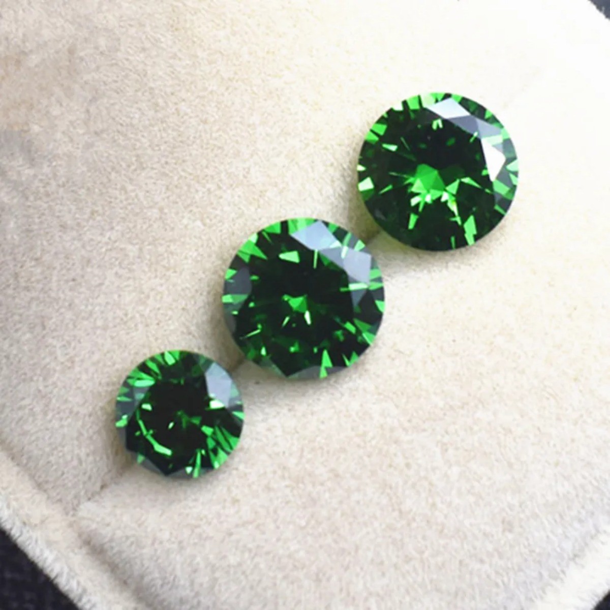 Emerald Round Faceted Gemstone Brilliant Cut Medium Green Emerald Gem