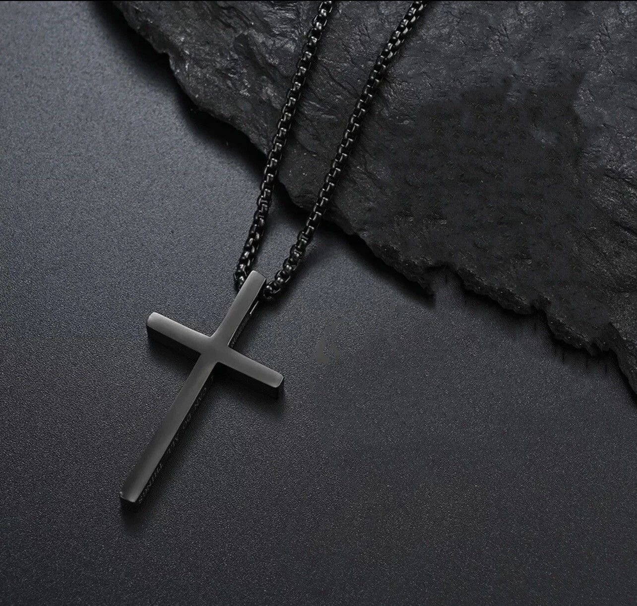 Men Women Cross Necklace Stainless Steel Christian STRENGTH Pendant Chain 24″