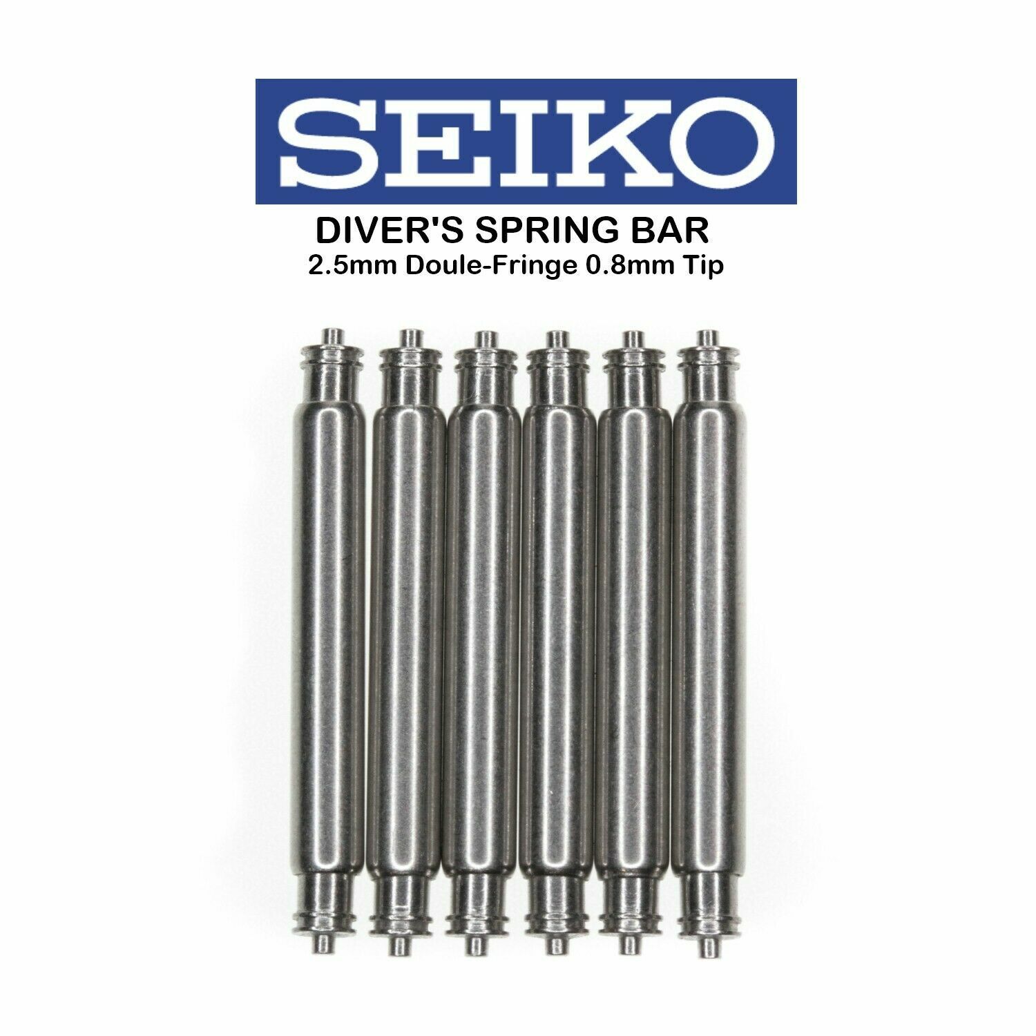 6 PC 20mm 22mm OEM SEIKO 2.5mm Spring Bars PROSPEX Doule-Fringe 0.8mm Tip x6 A