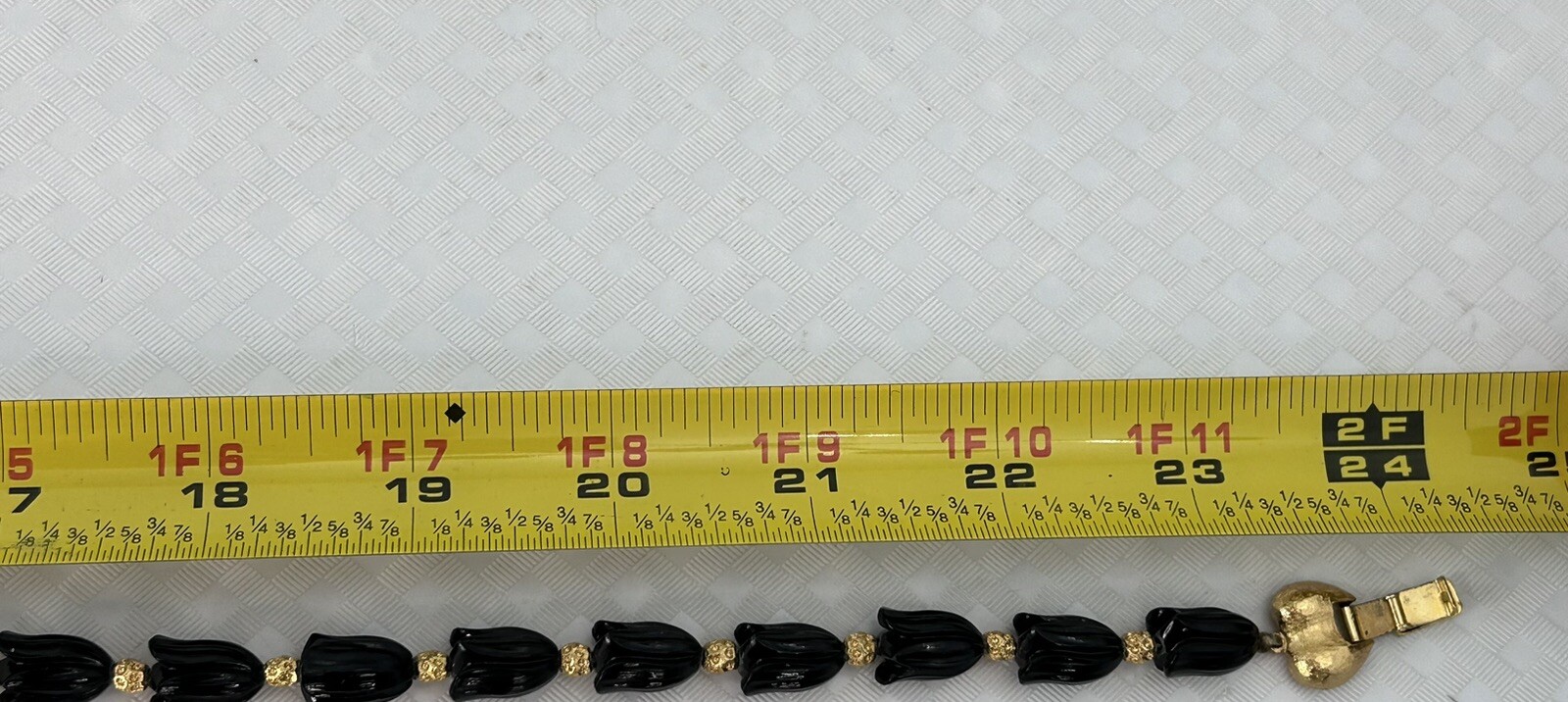 Vintage Black Tulip Shaped & Gold Bead Granny MCM Special Occasion Necklace