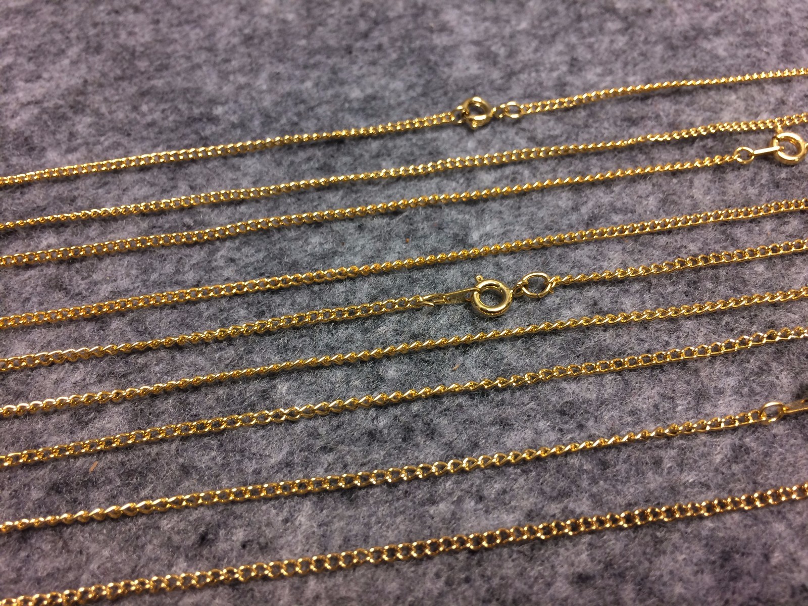 Thin 2mm Gold Plated Curb Link Chain Necklace 16″ 17″ 18″ 20″ 24″ NEW