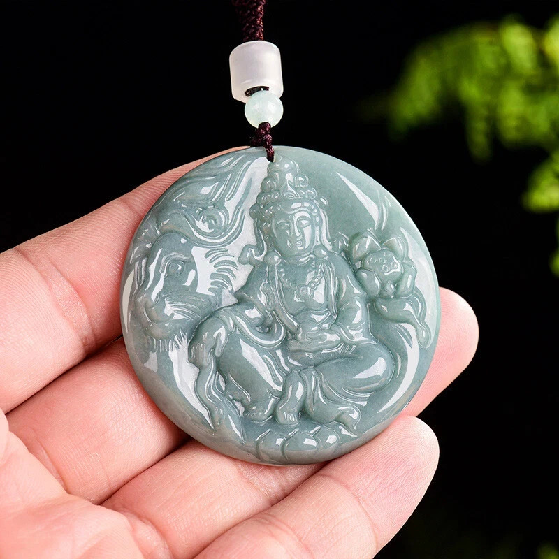Real Grade A Natural Green Jade Jadeite Men Women Rabbit Guanyin Neck Pendant