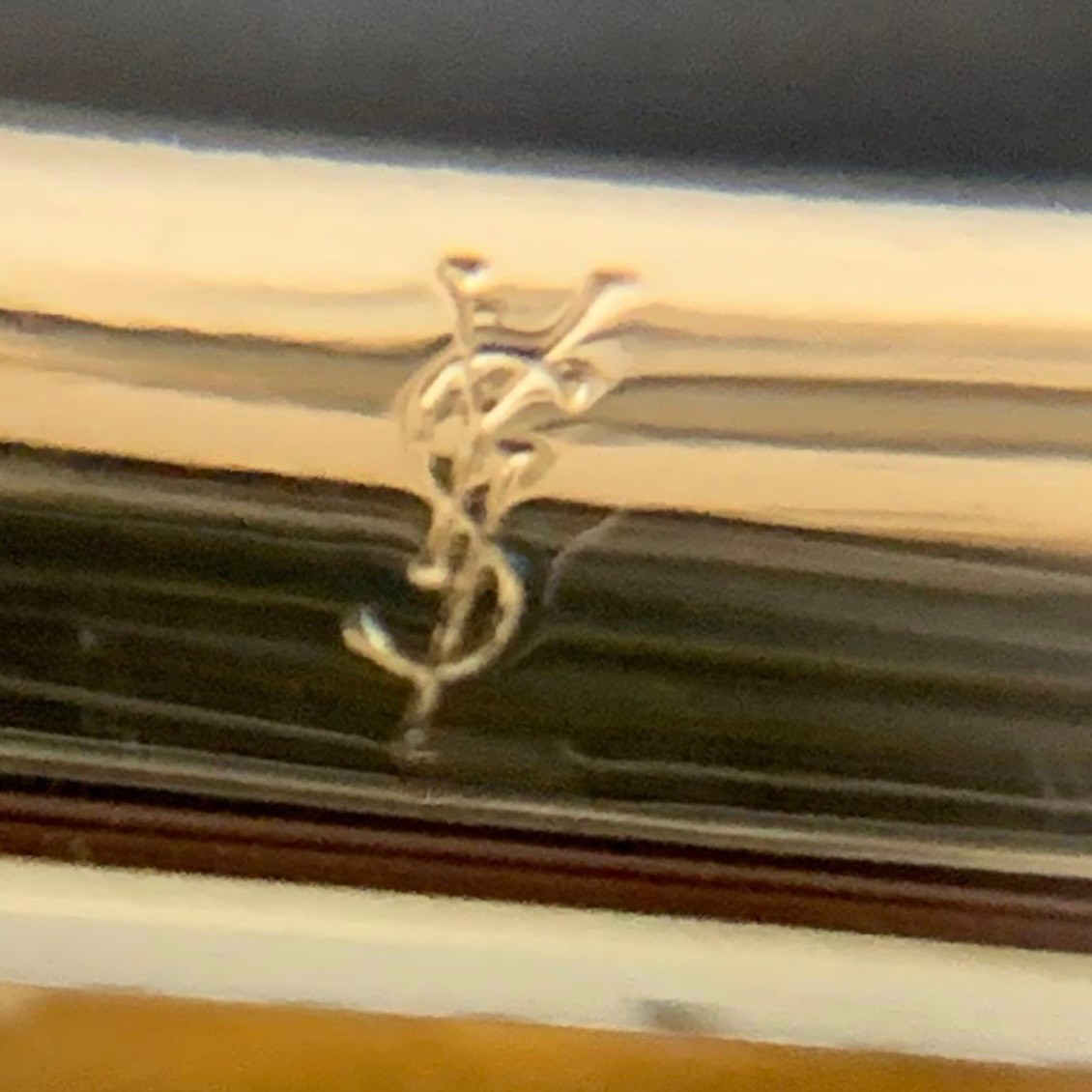 Yves Saint Laurent Tie Clip Bar Gold Silver Tone Mens Accessory Excellent⁠