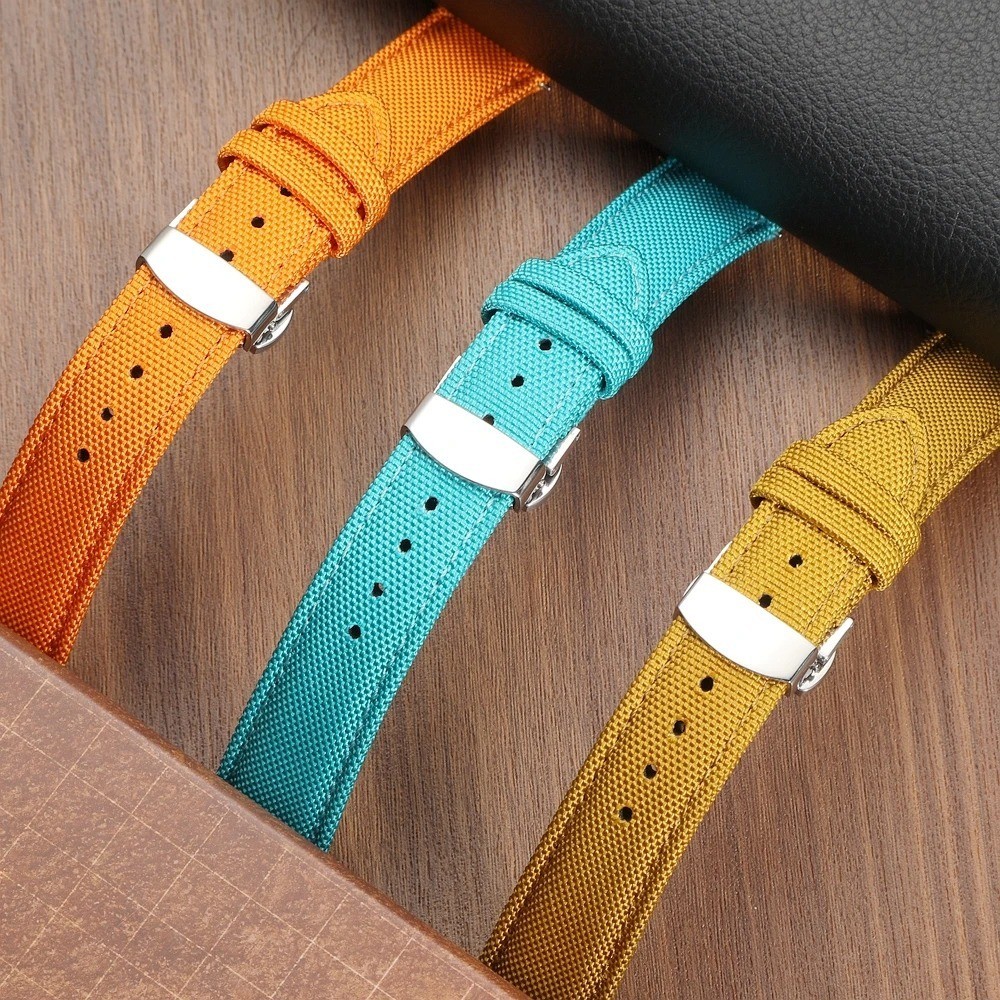 Nylon Sailcloth Watch Strap Butterfly Clasp Quick Release 18-24mm