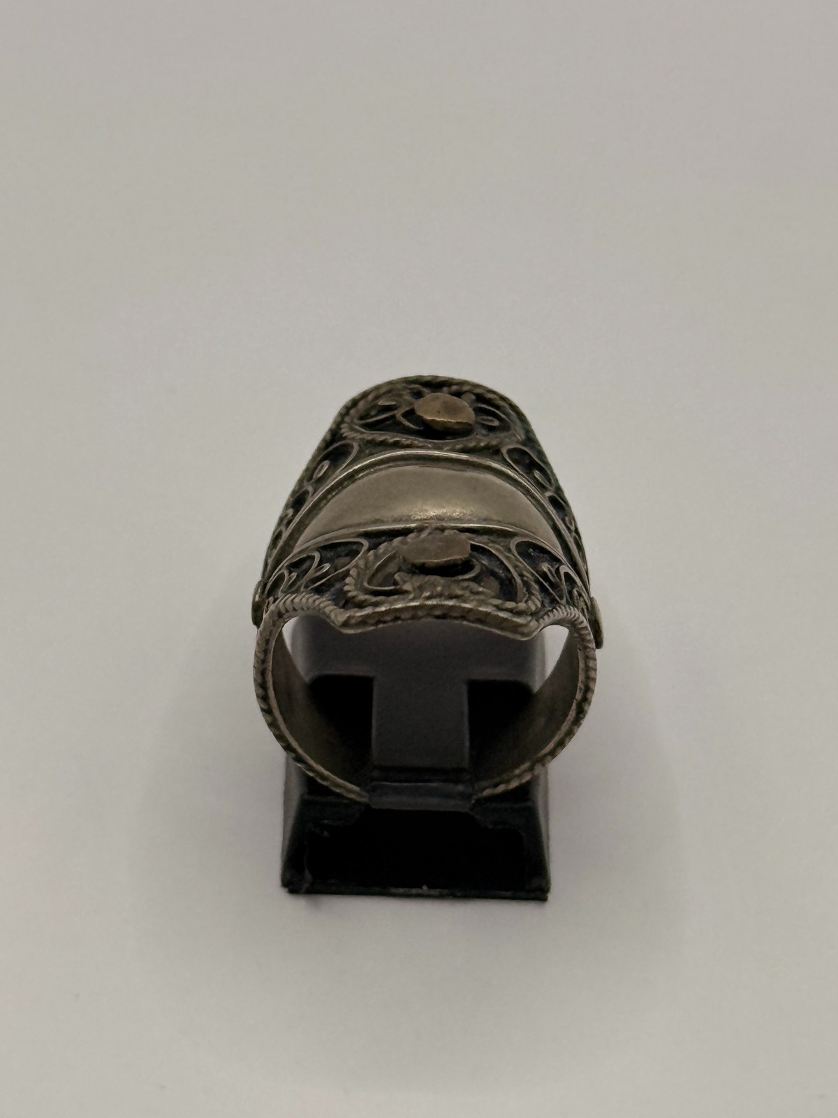 Moroccan Berber Tribal Statement Ring engraving Inlay Large Ethnic VTG Jewelry