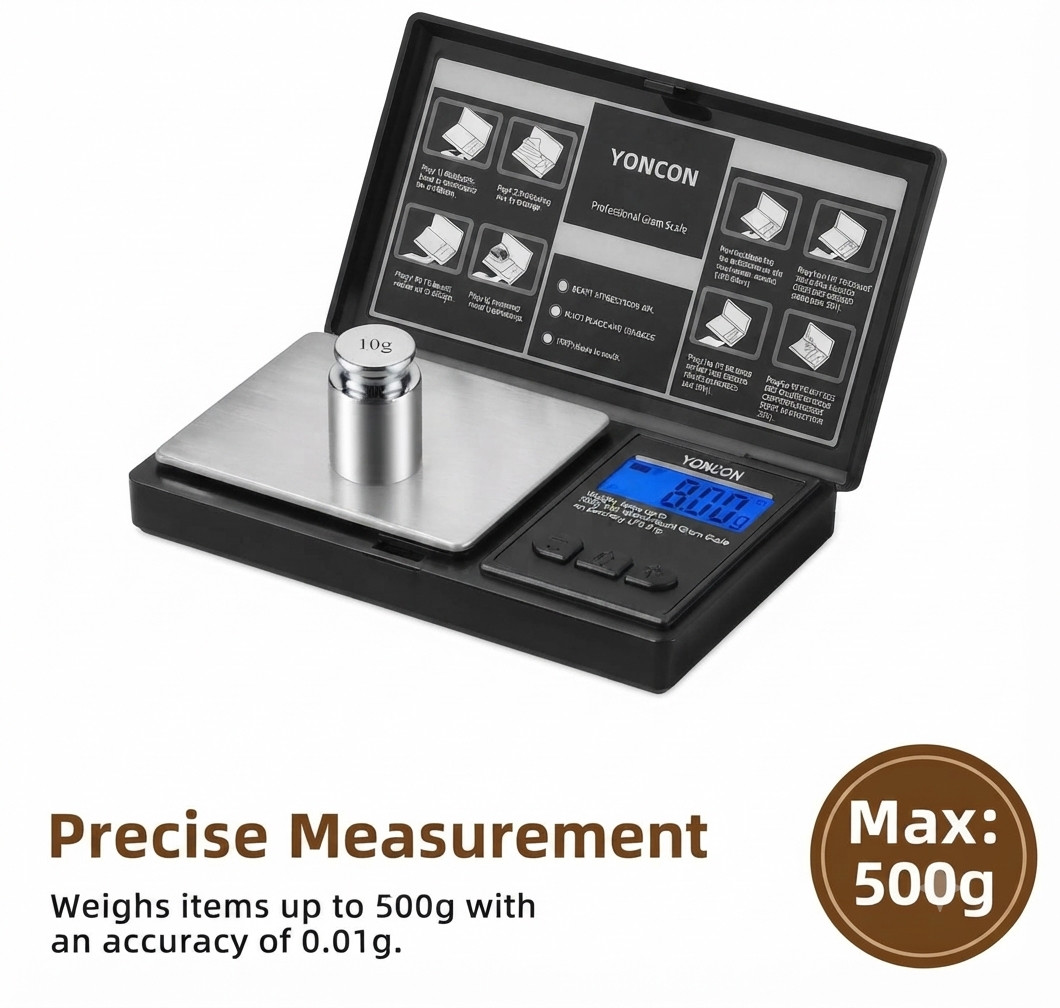 Digital Pocket Scale 500g x 0.01g Precision Gram Scale LCD Display