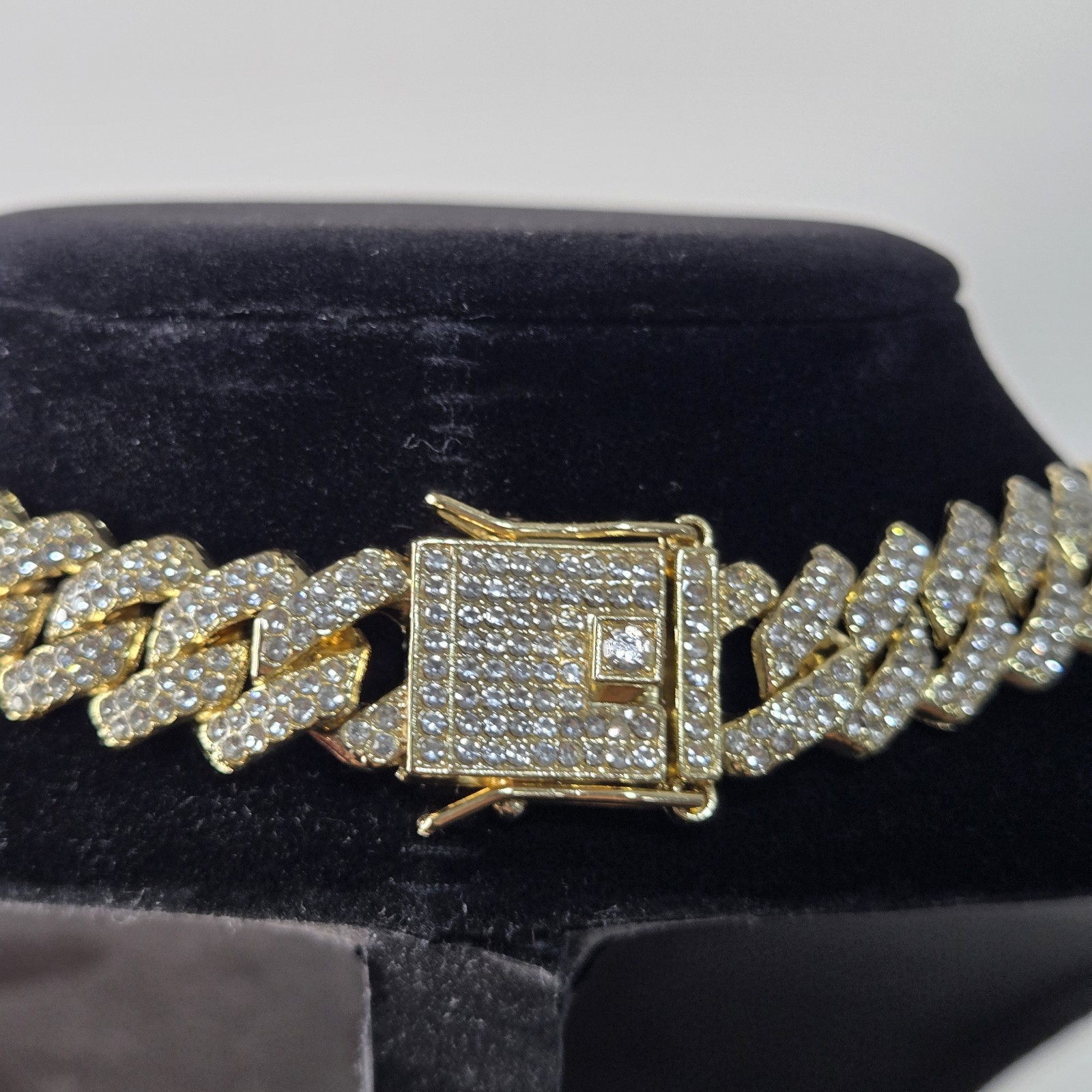 12mm Iced Out Cubic Zirconia Miami Stainless Steel Cuban Chain 20 Inch Necklace